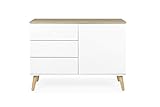 Tenzo 1674-454 Dot Designer Sideboard Holz, weiß / eiche, 43 x 109 x 79 cm