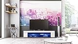 TV Board Lowboard Movie, Korpus in Schwarz matt / Fronten in Weiß Hochglanz inkl. LED Beleuchtung in Blau - 