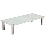 TV-Board, TV-Aufsatz, TV-Bank, TV-Rack, Fernseher-Tisch, Erhöhung, Monitor Ständer, Monitorerhöhung, Podest, Bildschirmständer, Tischständer, Regal, 8mm Sicherheitsglas, Milchglas - Weiß-Glas - 100cm