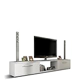 TV Lowboard Board Horton I, TV Schrank, Tisch, Fernsehtisch B:176 cm, H:28 cm, T:40 cm, Fernsehschrank TV-Bank (Weiß)