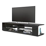 TV Board Lowboard Movie, Korpus in Schwarz matt / Fronten in Schwarz Hochglanz