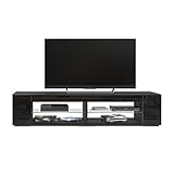 TV Board Lowboard Movie, Korpus in Schwarz matt / Fronten in Schwarz Hochglanz - 