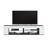 TV Board Lowboard Movie, Korpus in Schwarz matt / Fronten in Weiß Hochglanz - 