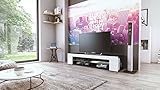 TV Board Lowboard Movie, Korpus in Schwarz matt / Fronten in Weiß Hochglanz - 