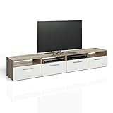 TV Lowboard 2-er Set 180cm Eiche Sonoma - Fernsehtisch Sideboard Regal Rack Fernsehschrank Board Schrank Braun Weiß - 