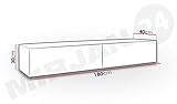 TV Schrank Vigo, Fernsehschrank, TV Lowboard mit Grifflose Öffnen, Hängeschrank Hochglanz Matt Wohnwand (Länge: 180 cm, Weiß / Weiß Hochglanz) -