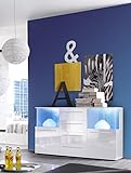 Trendteam Wohnzimmer Sideboard Schrank, Korpus weiß, Front weiß Glanz, 141 x 82 x 40 cm - 3