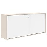 Weber Büro Schiebetürenschrank Sideboard NOVA 2OH 1.640 x 740 mm Ahorn/Weiß - 2