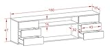 Dekati Lowboard Norfolk hängend (180x49x35cm) Korpus Weiss matt | Front Holz-Design Pinie | Push-to-Open - 5