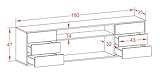 Dekati Lowboard Norfolk hängend (180x49x35cm) Korpus anthrazit matt | Front rostigen Industrie-Design | Push-to-Open - 5