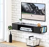FITUEYES TV Board Lowboard Hängeschrank Fernsehschrank Mediawand Wandschrank Holz Schwarz DS210003WB