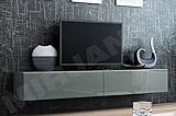 Mirjan24 TV Schrank Vigo, Fernsehschrank, TV Lowboard mit Grifflose Öffnen, Hängeschrank Hochglanz Matt Wohnwand (Länge: 180 cm, Grau/Grau Hochglanz) - 5