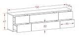 Dekati Lowboard Saint Paul hängend (180x49x35cm) Korpus anthrazit matt | Front Holz-Design Eiche | Push-to-Open - 5