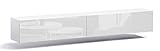 PLATAN ROOM TV Lowboard 210 (2 x 105) cm Hängeboard Hochglanz Board Schrank Wohnwand (Weiß matt/Weiß Hochglanz)
