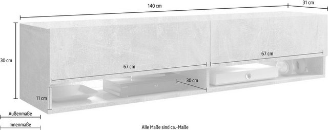 Lowboard, Breite 140 cm