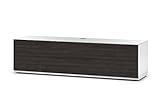 Sonorous STA 160F-WHT-AMZ-BW hängende TV-Lowboard mit Sockel, weißer Korpus, obere Fläche, gehärtetem Weißglas und Klapptür in Holzdekor