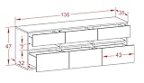 Dekati Lowboard Aachen hängend (136x77x35cm) Korpus anthrazit matt | Front Hochglanz Grün | Push-to-Open | Leichtlaufschienen - 3