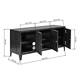 MEUBLE COSY MATAPOURI Black Sideboard TV Wohnzimmer Schränke Aufbewahrungsschränke Garderobenschränke Metallschrank mit Regal Ablage und Tür, Metall, Schwarz, 120x40x58cm - 6