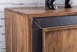FineBuy Sideboard Karna Sheesham Massiv Holz 160 x 80 x 44 cm mit Kunstleder | Kommode mit Türen & Schubladen | Massive Design Anrichte | Massivholz Schrank - 2