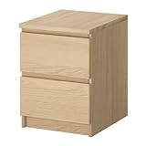 Ikea MALM Kommode, 2 Schubladen, weiß gebeiztes Eichen-Furnier, 40 x 55 cm