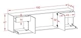 Dekati Lowboard Madison hängend (180x49x35cm) Korpus anthrazit matt | Front Holz-Design Eiche | Push-to-Open - 5