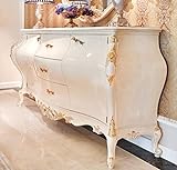 Casa Padrino Luxus Barock Kommode Creme/Gold 243 x 60 x H. 115 cm - Prunkvoller Massivholz Schrank mit 2 Türen und 3 Schubladen - Edle Barock Möbel