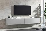 Wuun® 140cm/ Front Perl-Matt-Grau (Korpus Perl-Matt-Grau)/8 Größen/6 Farben/TV Lowb8ard TV Board hängend Hängeschrank Wohnwand/Somero - 3