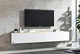 Wuun® 280cm/ Front Weiß-Matt (Korpus Eiche)/8 Größen/6 Farben/TV Lowboard TV Board hängend Hängeschrank Wohnwand/Somero
