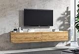 Wuun® 240cm/ Front Eiche (Korpus Eiche)/8 Größen/6 Farben/TV Lowboard TV Board hängend Hängeschrank Wohnwand/Somero - 3