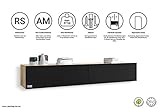 Wuun® 240cm/ Front Schwarz-Matt (Korpus Eiche)/8 Größen/6 Farben/TV Lowboard TV Board hängend Hängeschrank Wohnwand/Somero - 2