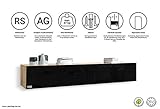 Wuun® 200cm/ Front Schwarz-Hochglanz (Korpus Eiche)/8 Größen/6 Farben/TV Lowboard TV Board hängend Hängeschrank Wohnwand/Somero - 2