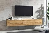 Wuun® 200cm/ Front Eiche (Korpus Eiche)/8 Größen/6 Farben/TV Lowboard TV Board hängend Hängeschrank Wohnwand/Somero - 3