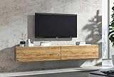Wuun® 140cm/ Front Eiche (Korpus Eiche)/8 Größen/6 Farben/TV Lowboard TV Board hängend Hängeschrank Wohnwand/Somero - 3