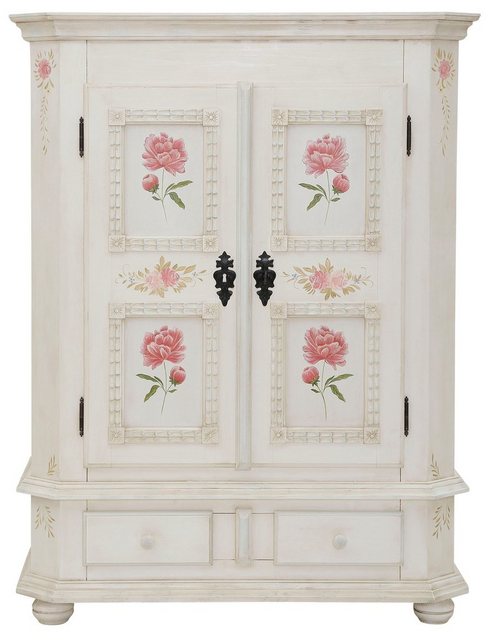 Premium collection by Home affaire Highboard »Taunus«, aus massivem Fichtenholz, mit schönem Blumenmuster auf den Türfronten, Breite 116 cm